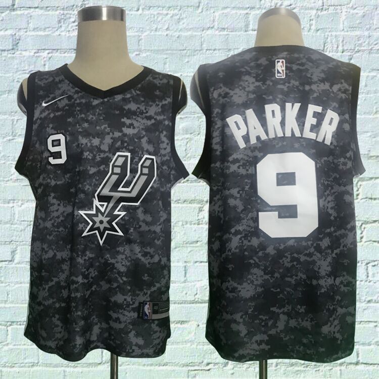 Men San Antonio Spurs 9 Parker Black City Edition Nike NBA Jerseys